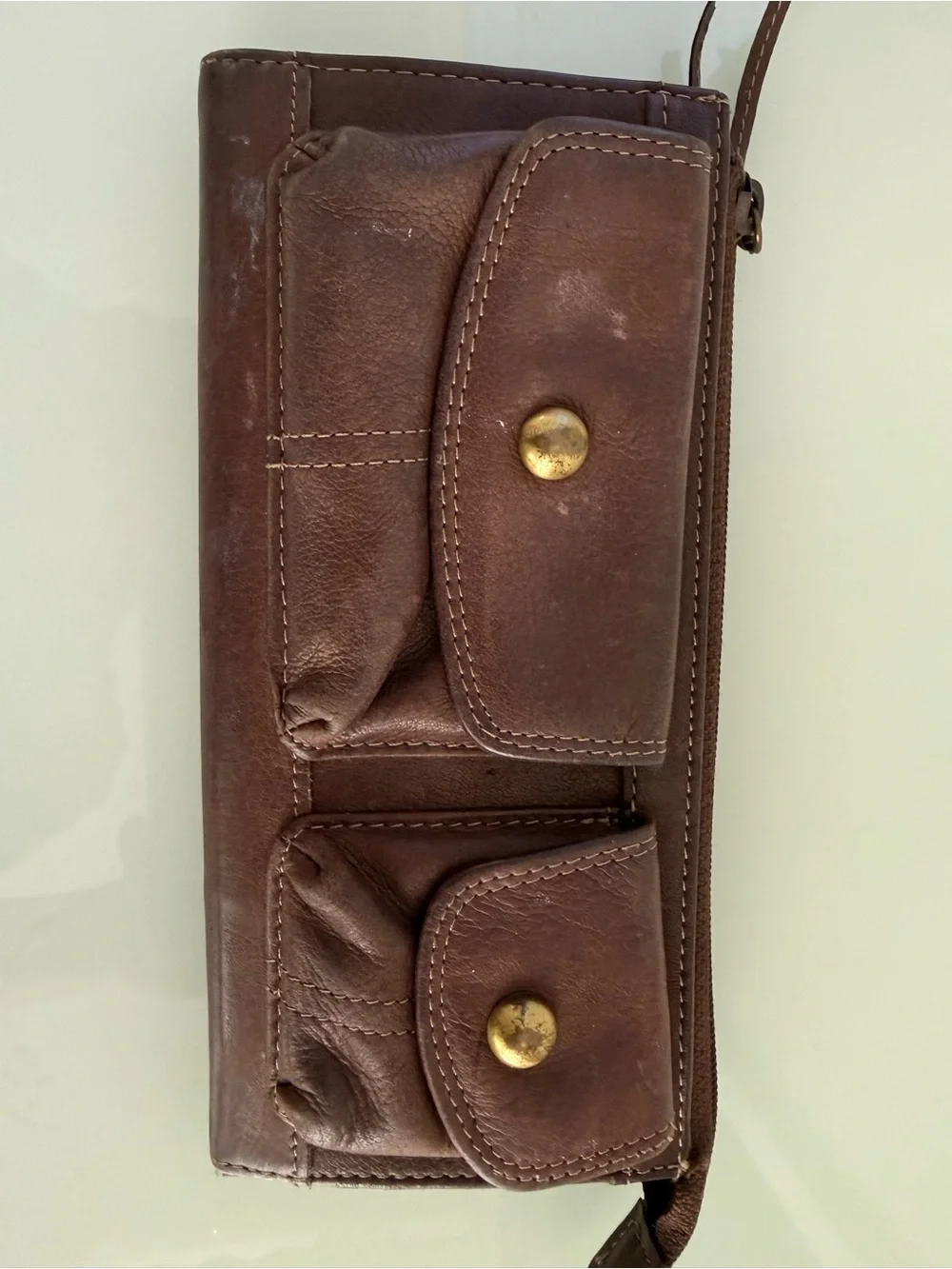 Men's Brown Leather Wristlet Wallet - Unbranded